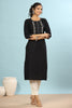 Black Color Cotton Embroidery Kurta