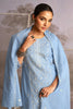 Powder Blue Color Cotton Resham Embroidered Suit