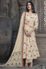 Cream & Maroon Cotton Floral Printed Floor Lenght Anarkali Suit