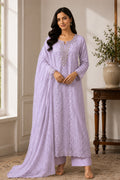 Lavender Georgette Chikankari Work Unstiched Suit