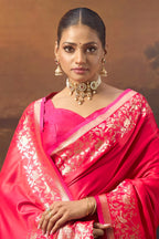 Red Woven Mulberry Silk Saree