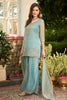 Turquoise Metallic Tissue Embroidered Suit With Palazzo