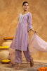 Light Lavender Color Cotton Neck Embroidered Unstitched Suit Fabric