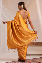 Yellow Silk Zari Floral Zaal Woven Saree