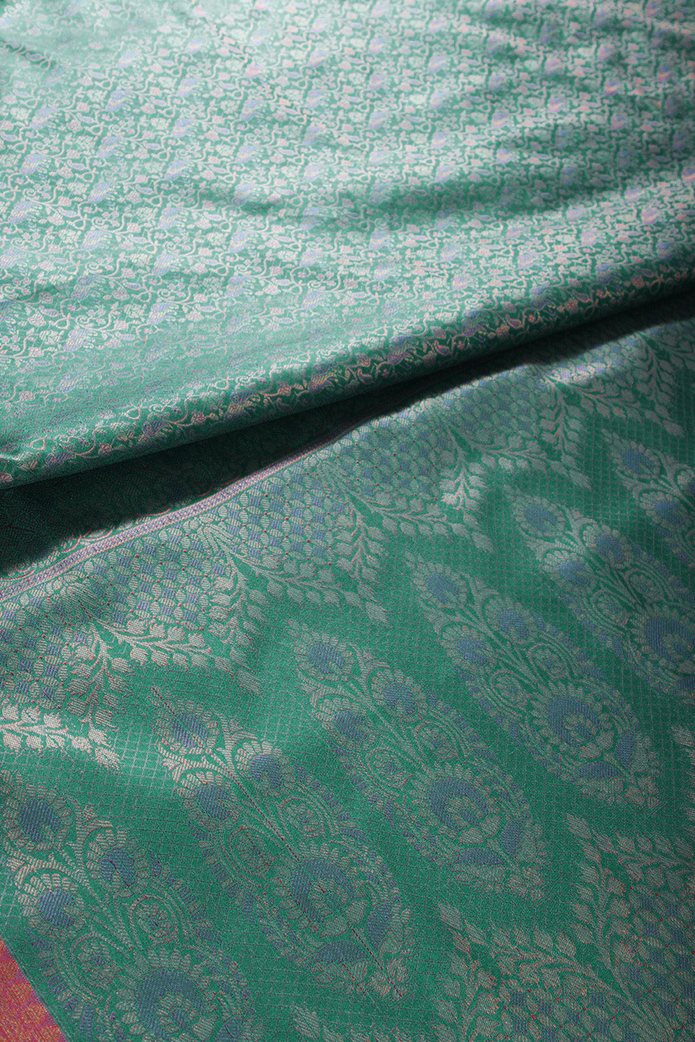 Firozi Cotton Silk Resham & Zari Woven Saree