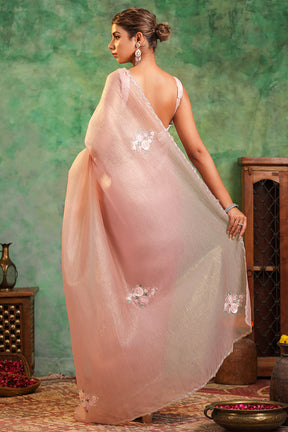 Dusty Pink Colour  Crush Tissue Saree