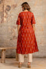 Maroon Cotton Printed Kurta Set