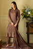 Brown Spun Printed Unstitched Suit Fabric
