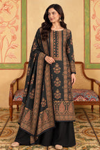 Bottle Green Velvet Printed Unstitched Suit Material