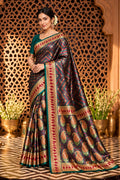 Teal Mulbary Banarasi Silk Woven Saree