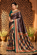 Teal Mulbary Banarasi Silk Woven Saree