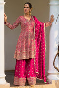 Rani Georgette Embroidered Suit With Embroidered Palazzo