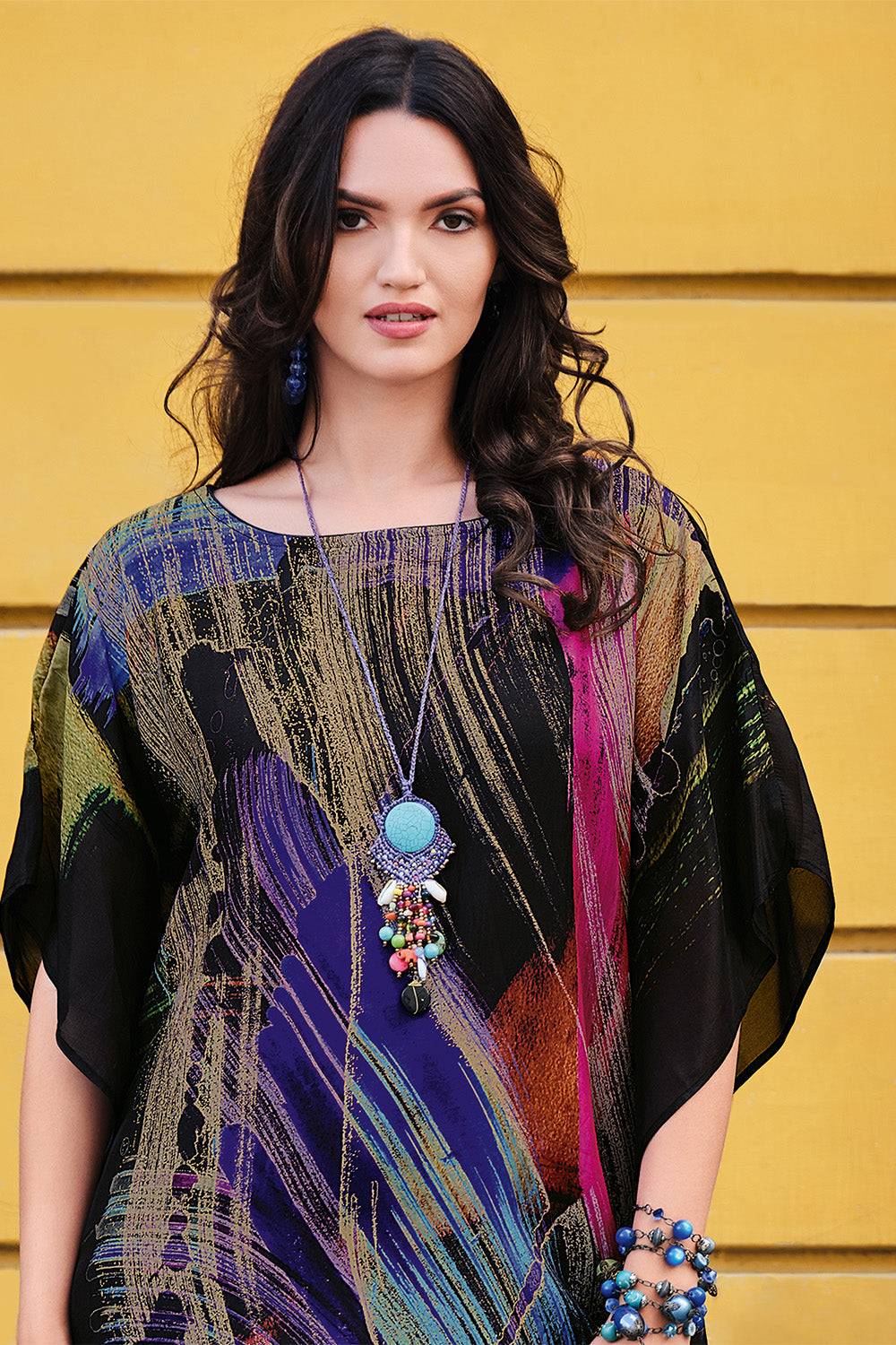 Black Color Muslin Printed Kaftan With Palazzo