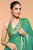 Teal Green Color Georgette Woven Saree