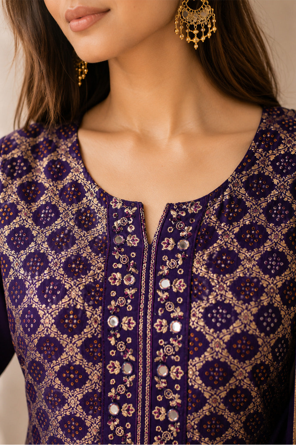 Purple Georgette Zari Woven Suit