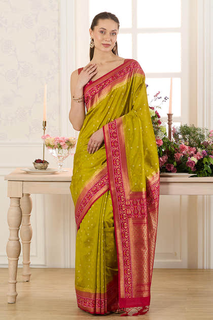 Sage Green Woven Chanderi Silk Saree