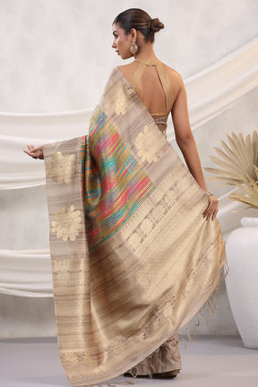 Multi-Colored Tussar Silk Woven Saree