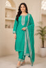 Sea Green Silk Zari Woven And Neck-Embroidered Unstitched Suit Material