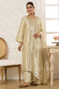 Cream Shisha Silk Work Unstitched Suit Material