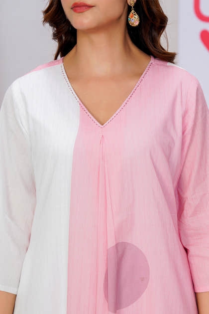 Pink Cotton Printed Kurta Set