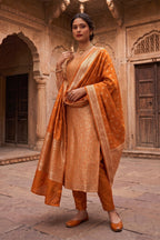 Mustard Banarsi Silk Woven Unstitched Suit Material