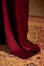 Dark Scarlet Swarovski Work Satin Saree