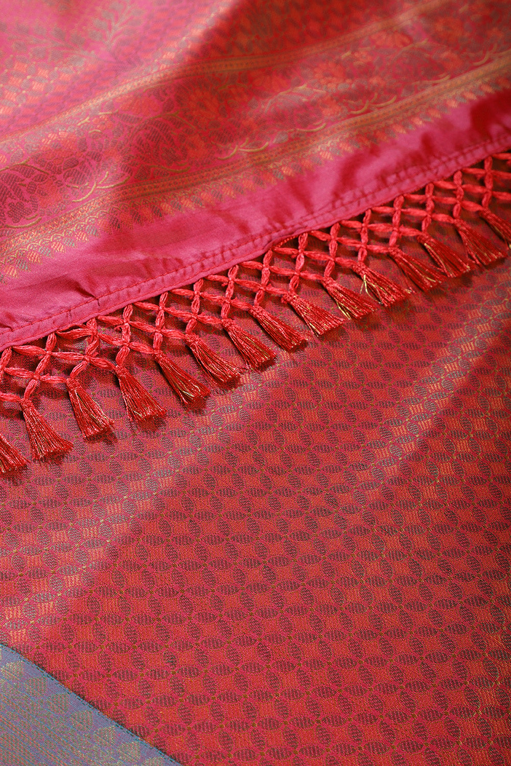 Red Color Cotton Silk Resham & Zari Woven Saree