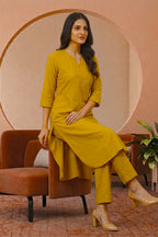 Mustrard Cotton Kurta Set