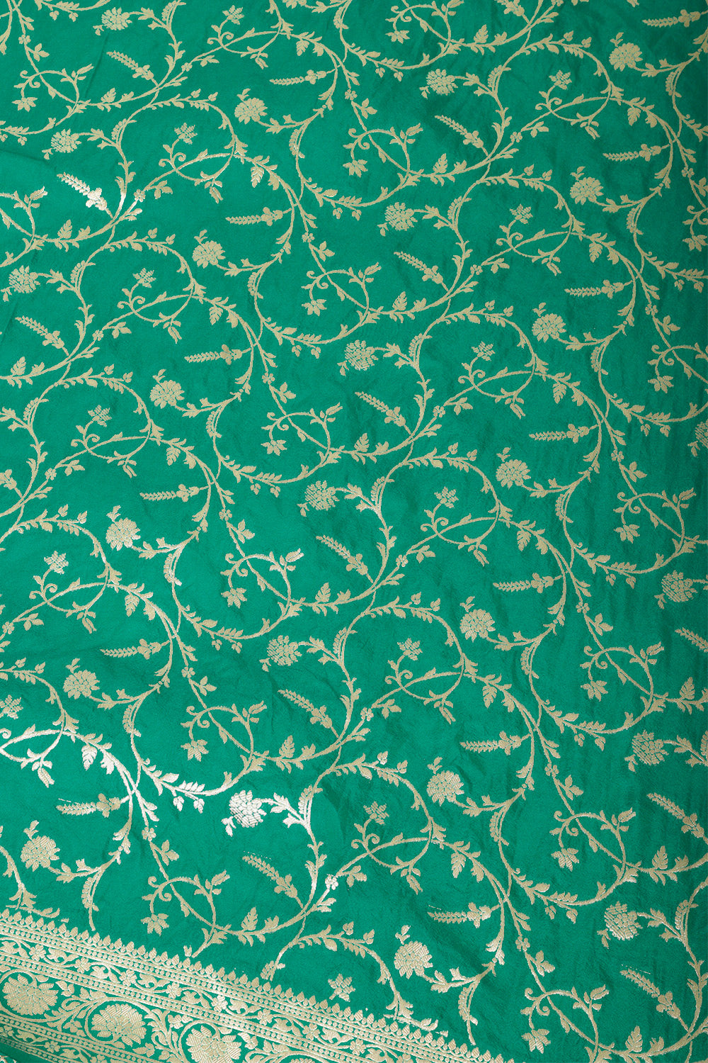 Teal Green Banarasi Silk Zari Woven Saree