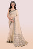 Cream & Black Colour Resham Woven Cotton Saree