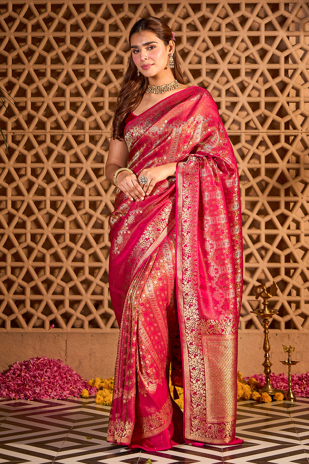 Rani Mulerry Silk Resham And Zari Woven Saree