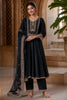 Black Crepe Silk Zari and Sequins Embroidered Anarkali Suit