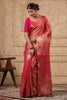Fuchsia Pink Color Organza Cotton Golden Zari Woven Saree