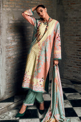 Mint Green Colour Cotton Printed Unstitched Suit Material