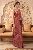 Red And Beige Cotton Printed And Woven Border Saree