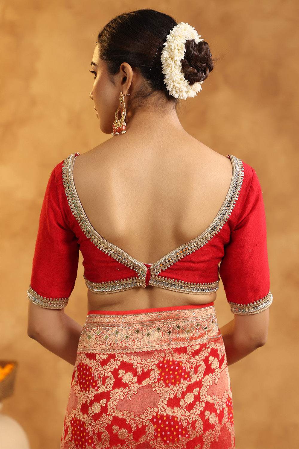 Red Color Khhadi Georgette Woven Saree