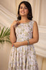 Cream Color Muslin Printed Peonies Dress