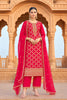 Red Crepe Silk Zari Woven And Embroidered Unstiched Suit Material