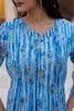 Blue Floral Printed Muslin Kurta Set