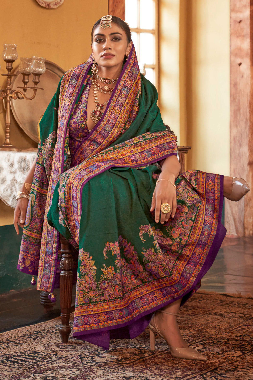 Green Color Gajji Silk Printed Saree