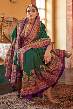 Green Color Gajji Silk Printed Saree