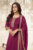 Wine Crepe Silk Zari Embroidered Suit With Embroidered Palazzo