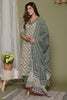Beige & Turquoise Color Cotton Printed Suit