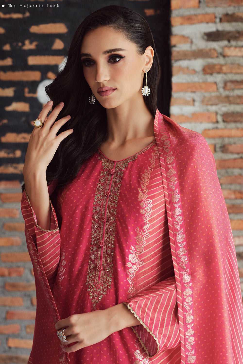Cranberry Colour Crepe Silk Bandhani Printed, Embroidered And Zari Woven Unstitched Suit