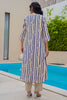 Beige & Blue Floral Printed Muslin Kurta Set