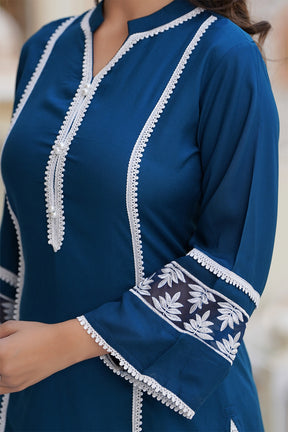 Dark Teal Color Cotton Suit