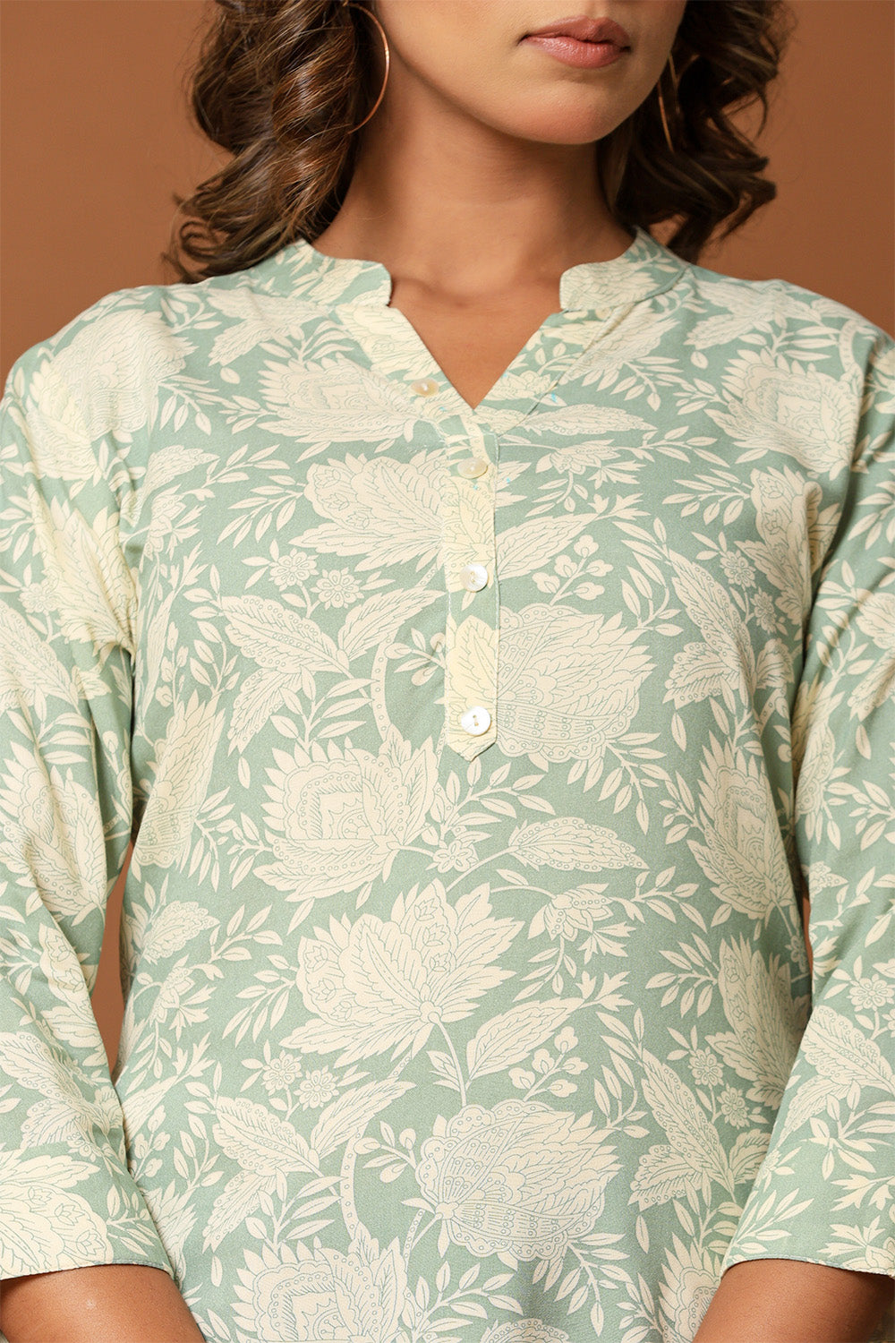 Pista Green Color Cotton Printed Tunic