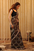 Brown Color Gharchola Pure Gajji Silk Printed And Embroidered Saree