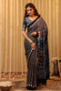 Black & Blue Pure Mulberry Silk Printed And Embroidered Saree