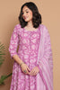 Mauve Cotton Floral Printed Anarkali Suit